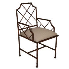 Faux Bamboo Metal Arm Chair