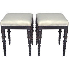 Pair of Black Swedish Stools