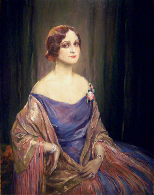 Edward Cucuel

American, 1879-1951

“Portrait of the Great Operatic and Concert Singer Renee Thornton”

Oil on canvas

Dated 1930 at New York on reverse, and signed upper right

50 by 39in.  w/frame 55 ½ by 44 ½in.

	Edward Cucuel was