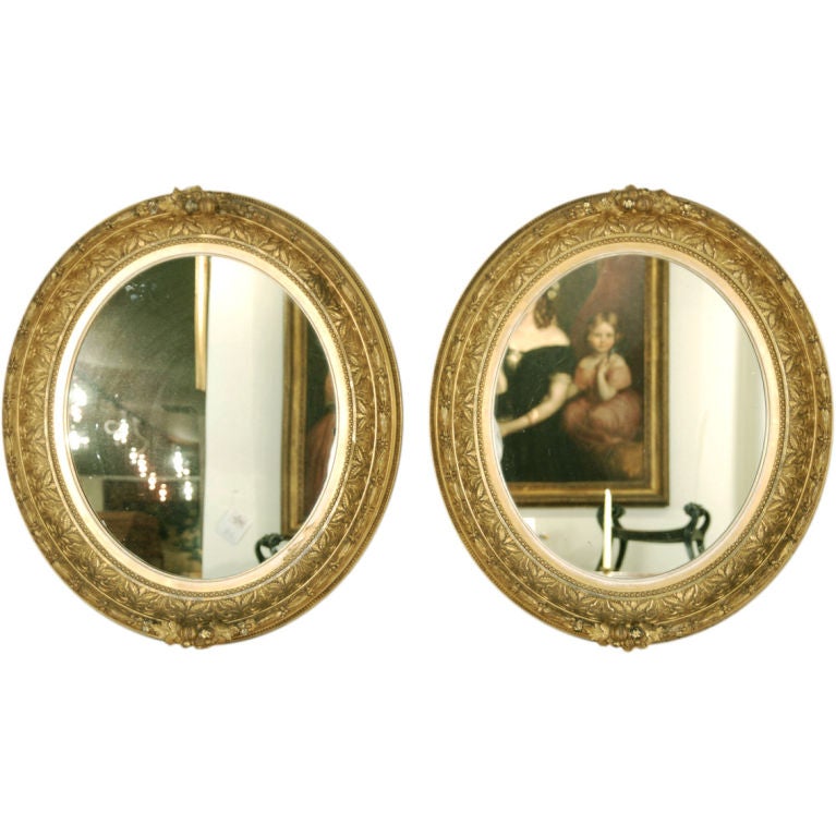 A Pair of Classical American Giltwood Mirrors