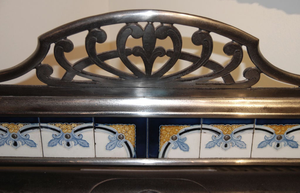 An Unusual Art Nouveau Cast Nickel & Porcelain Stove 2