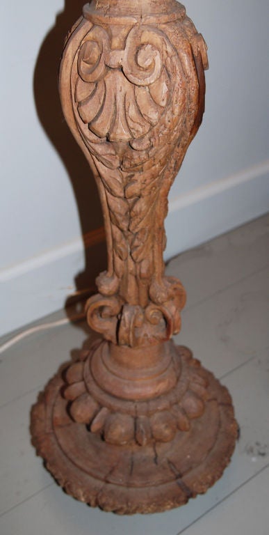 French An Unusual Baroque Torchere now Mounted as a Floor Lamp For Sale