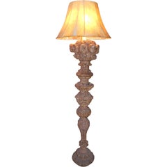 An Unusual Baroque Torchere now Mounted as a Floor Lamp
