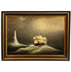 “Eddystone Light, Coast of England” by Clement Drew 1 of a Pair