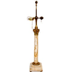 A Neoclassical Marble Bronze Mounted Lamp