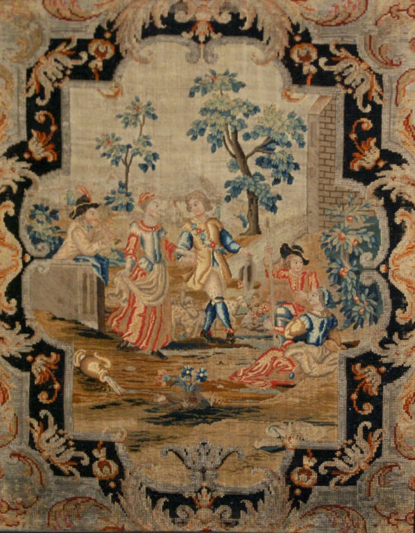 A Fine George III Needle Work Pole Screen