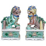 Antique Pair Chinese Foo Dog Incense Burners