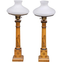 English Pair Tall Converted Gas Lamps 6