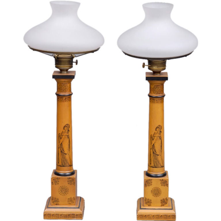 English Pair of Tall Converted Gas Lamps For Sale