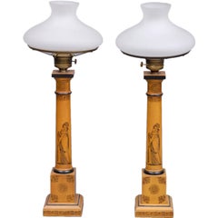 Antique English Pair of Tall Converted Gas Lamps