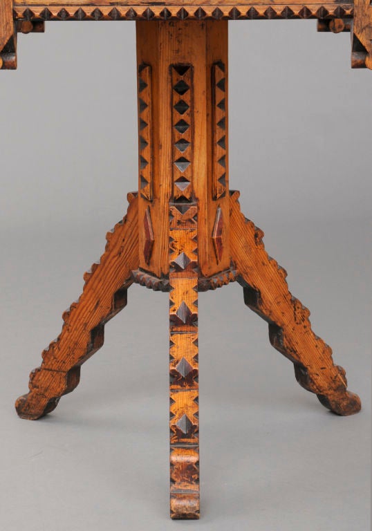 English Country Gothic Pine Centre Table For Sale 1