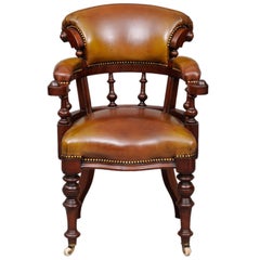 Antique English Leather Desk Chair