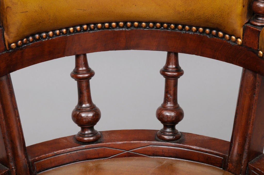 19th Century English Leather Desk Chair For Sale