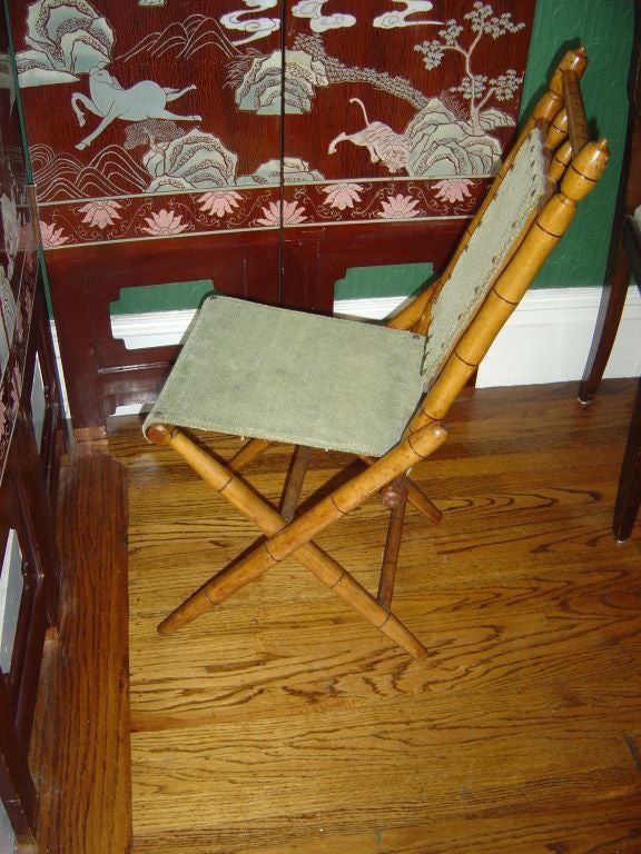 Child's Folding Carved Bamboo Chair