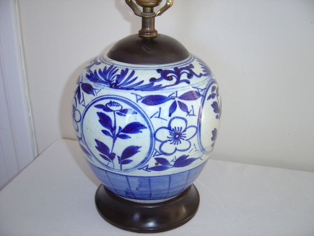 Blue White Chinese Jar Made Into a Lamp