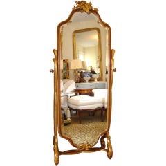 A Rococo Style Gildwood Cheval Mirror