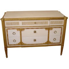Vintage An Italian  LXVI Style Painted and Parcel Gilt Commode/Buffet