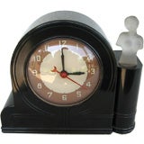 Vintage 1930's Lackner Bakelite Neon Glo Clock with frosted glass nude