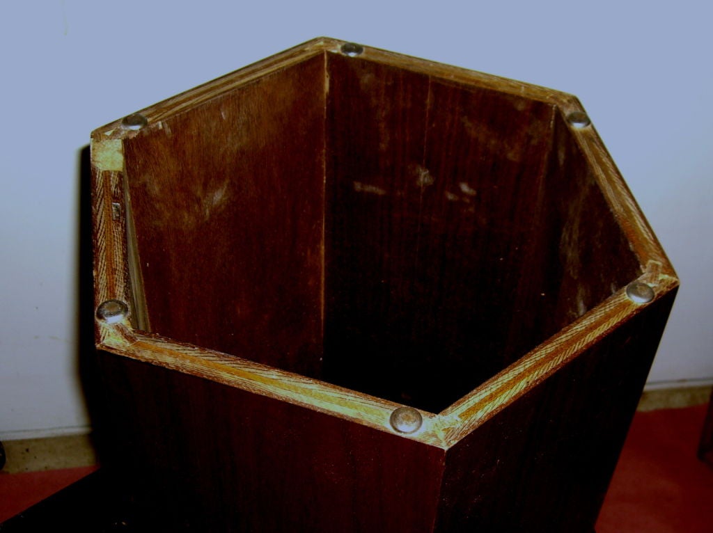 Pair of unusual etched metal top triangular tables signed Urso 1