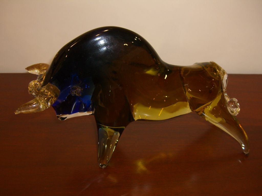 Nice 1960's Murano Bull in colors
