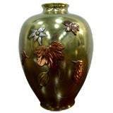 Beautiful late19th/early 20th cty mixed metal floral vase