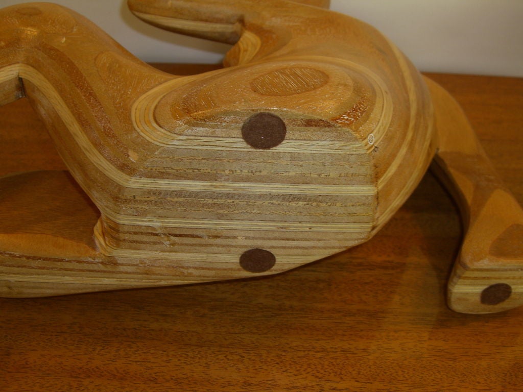 American Cubist laminated wood hand carved nude sculpture woman signed
