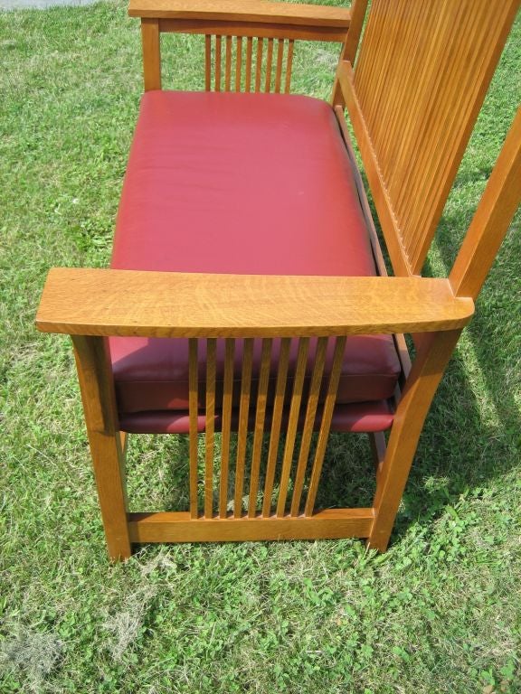 American 1980's Mission Oak Stickley Spindle Settee