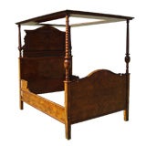 Antique Beautifully inlaid 3/4 Tester bed dated 1768 w/ custom mattress