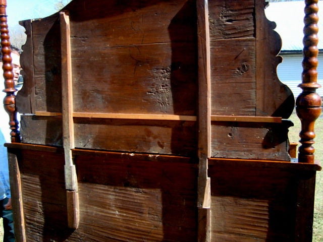 Beautifully inlaid 3/4 Tester bed dated 1768 w/ custom mattress 3