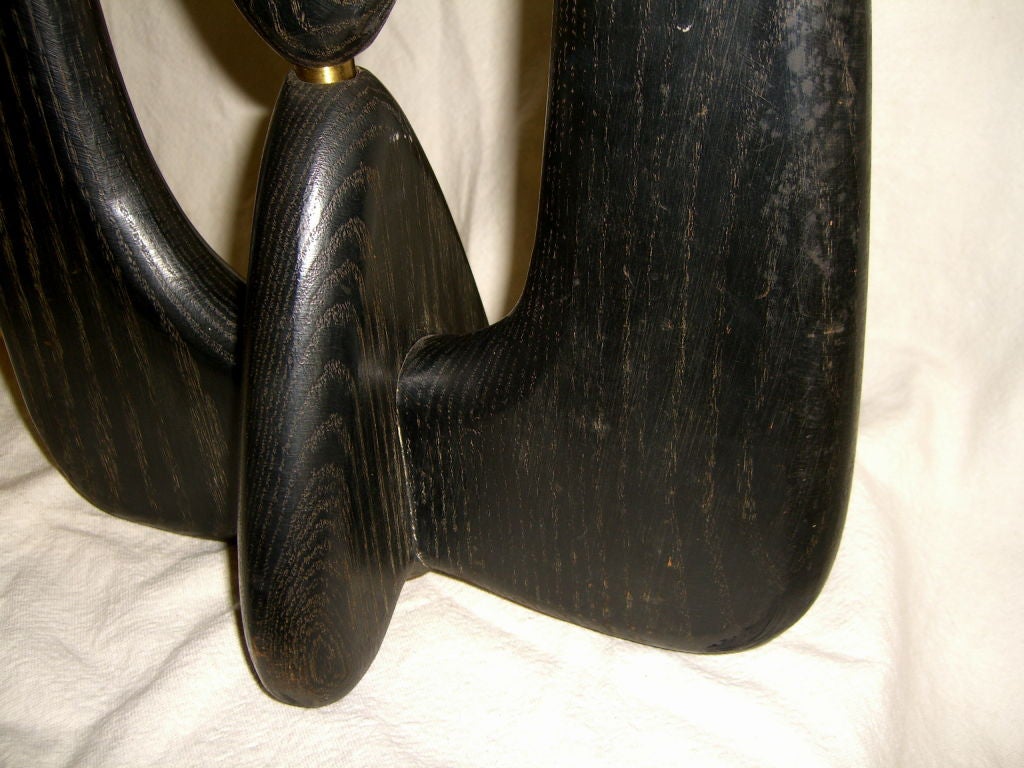 American Great 50's carved wood table lamp in the manner of Isamu Noguchi