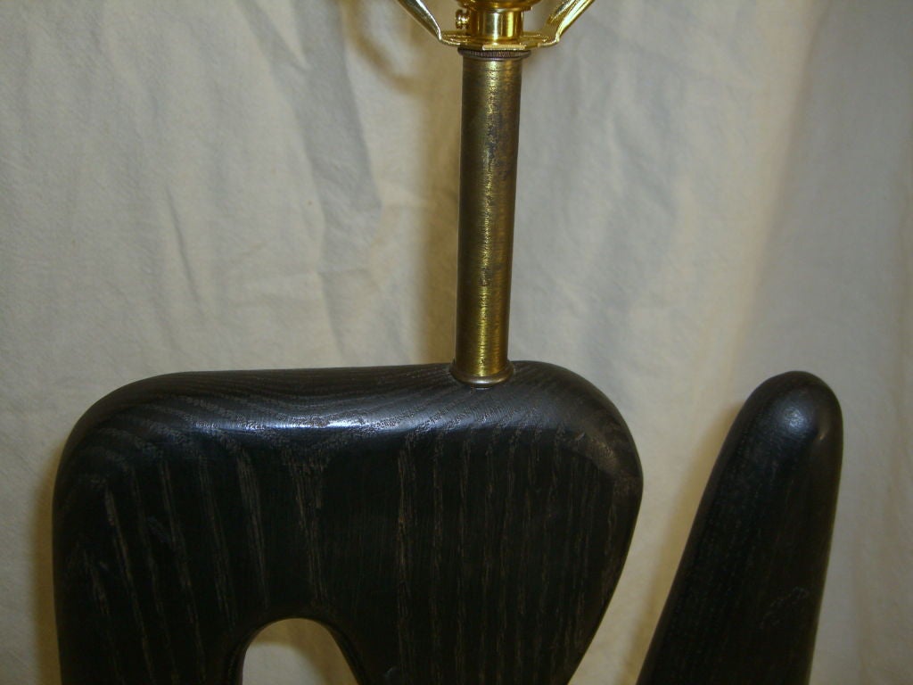 Great 50's carved wood table lamp in the manner of Isamu Noguchi 1
