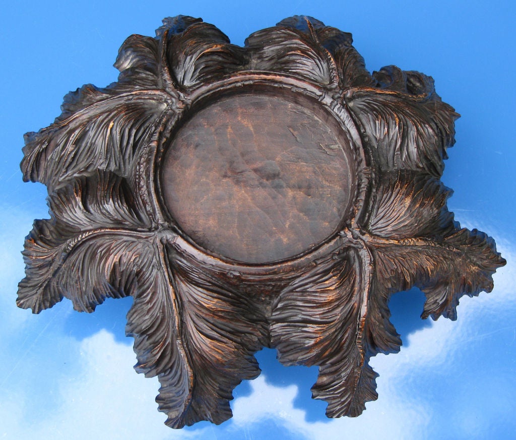German Well carved old Black Forest plant stand bear cubs glass eyes