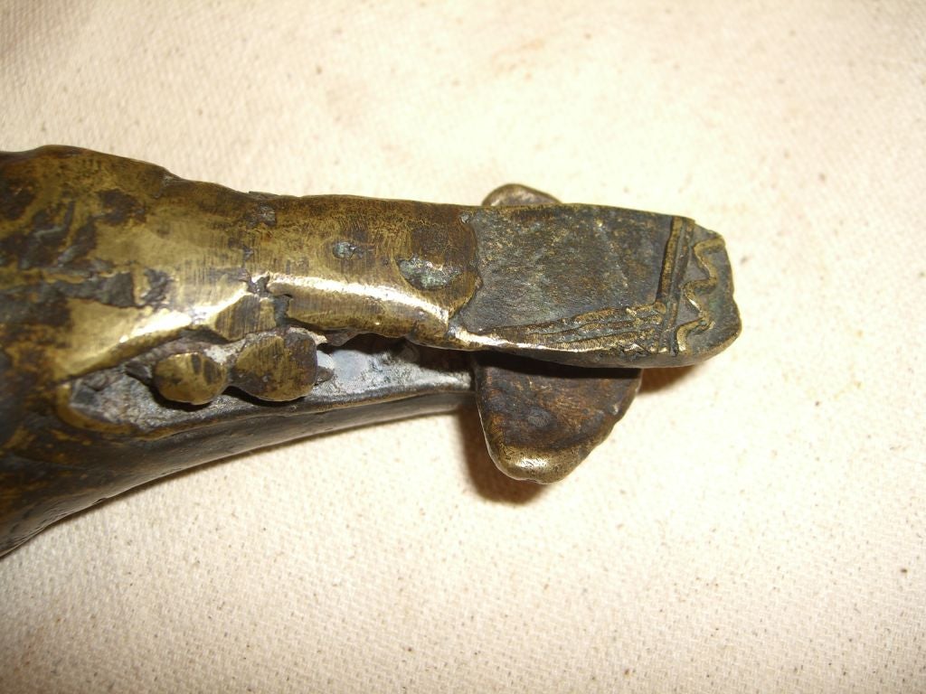 Mid-20th Century Great Late 20th Century African Bronze Crocodile Prey in Mouth