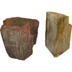 Antique Beautiful pair of specimen petrified wood blocks unusual colors
