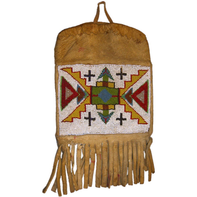 Early 20th Century Beaded Native American Indian Deerskin Pouch