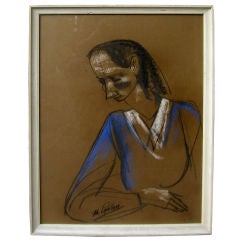 WPA artist Michael Lenson gouache or study of a woman