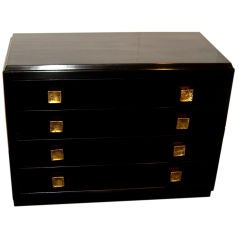 Beautiful black lacquered chest w/ real gold & silver leaf pulls