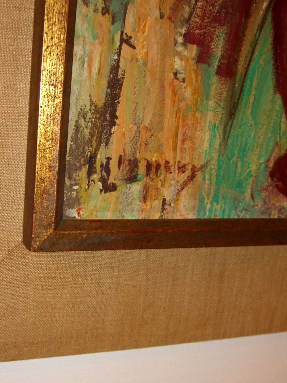 American Nice heavy impasto floral illegibly signed dibble gallery label
