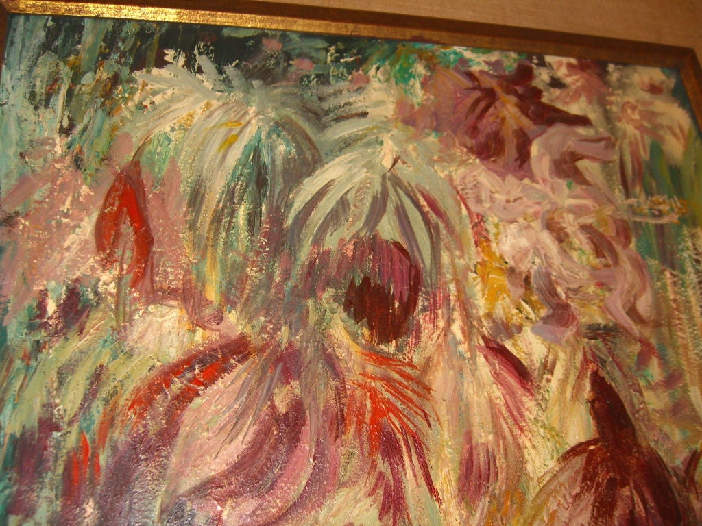 Paint Nice heavy impasto floral illegibly signed dibble gallery label