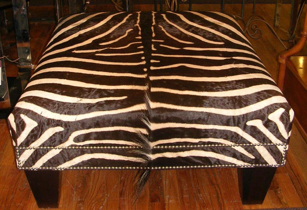American Large Zebra Hide Ottoman
