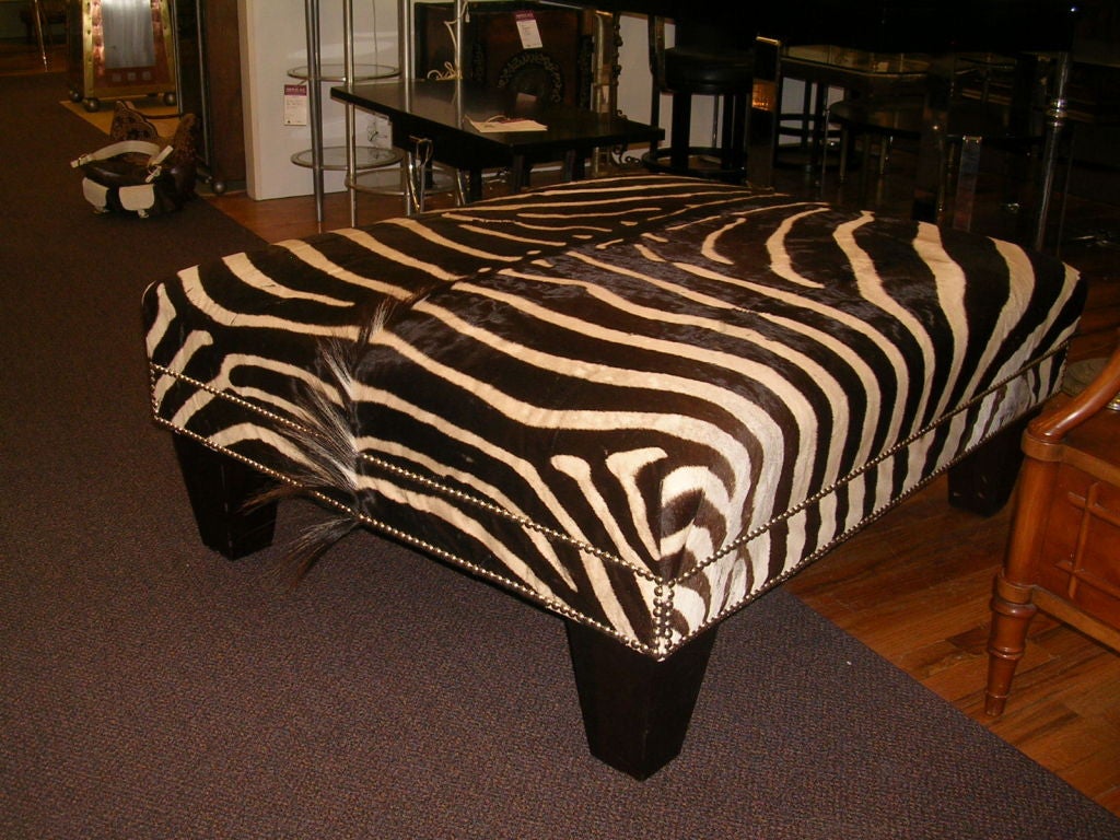 Large Zebra Hide Ottoman 2