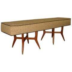 Mid-Century  63" Upholstered  Long Bench (Pair Available)