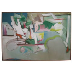 Midcentury Abstract Expressionist Oil Painting by R. Collzo 10