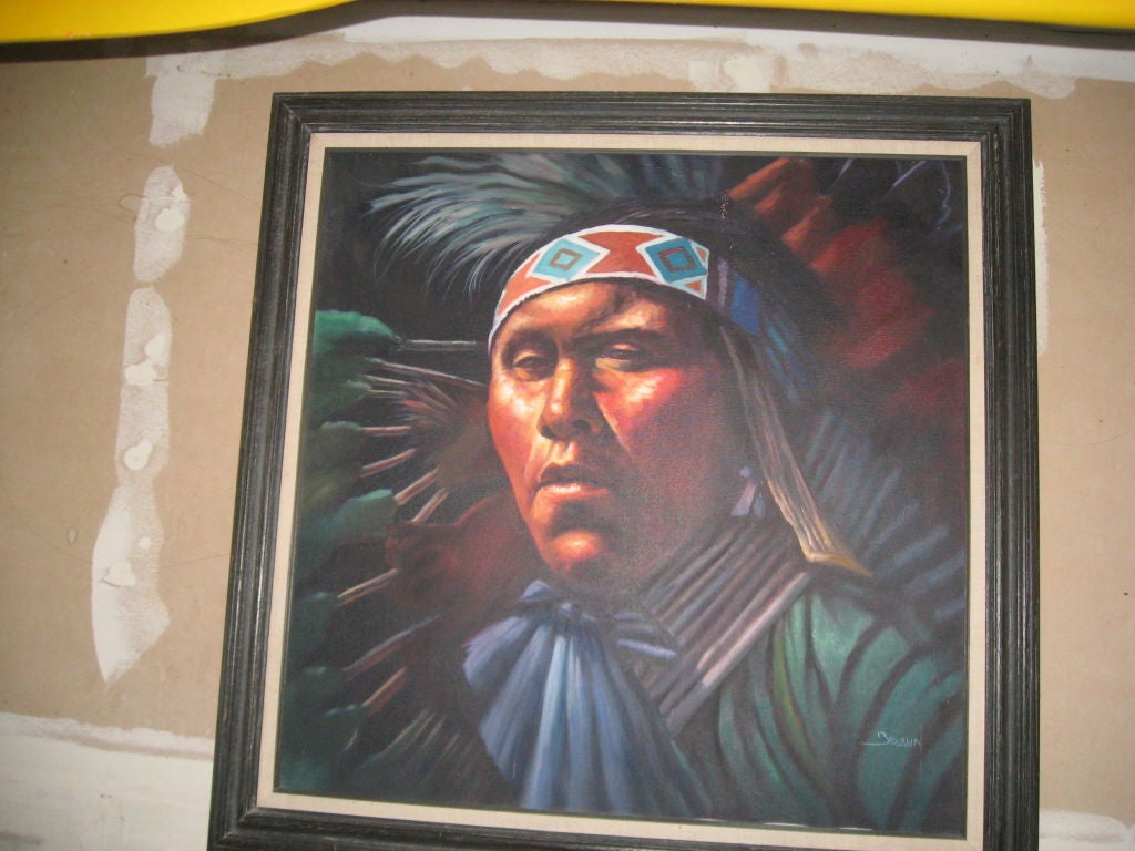 Milieu du XXe siècle Impressionnante huile amérindienne  Peinture de Braun 51x43 en vente