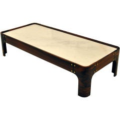 1960
s Coffee Table in Jacarandá Wood and White Marble