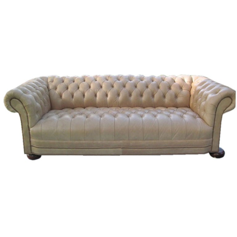 Tan Leather Chesterfield Sofa