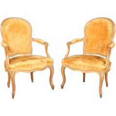 Pair of French Louis XV Fauteuil Cabriolet