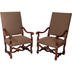 Antique PAIR OF 18TH C FRENCH 'OS DE MOUTON' CHAIRS IN WALNUT