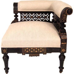 EASTLAKE PARCEL GILT EBONIZED CORNER CHAIR, c. 1875