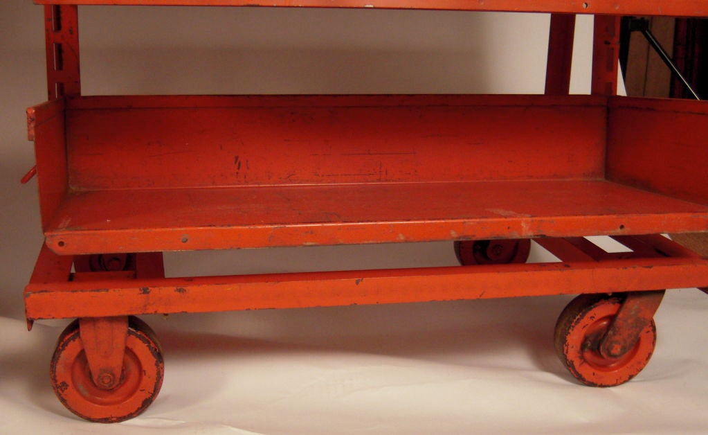 orange metal shelves
